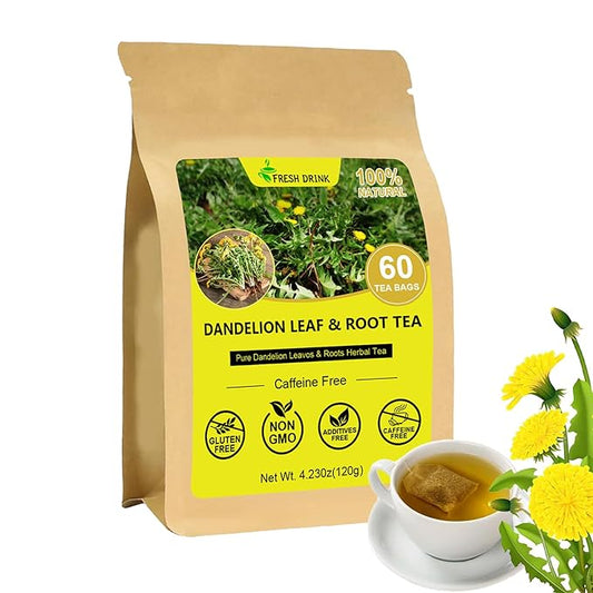 Dandelion Leaf & Root Tea bags, 100% Pure dandelion root tea - Natural Dandelion Herbal Tea for Liver & Kidney Health - Boost Immune System -Non-GMO -60 Teabags