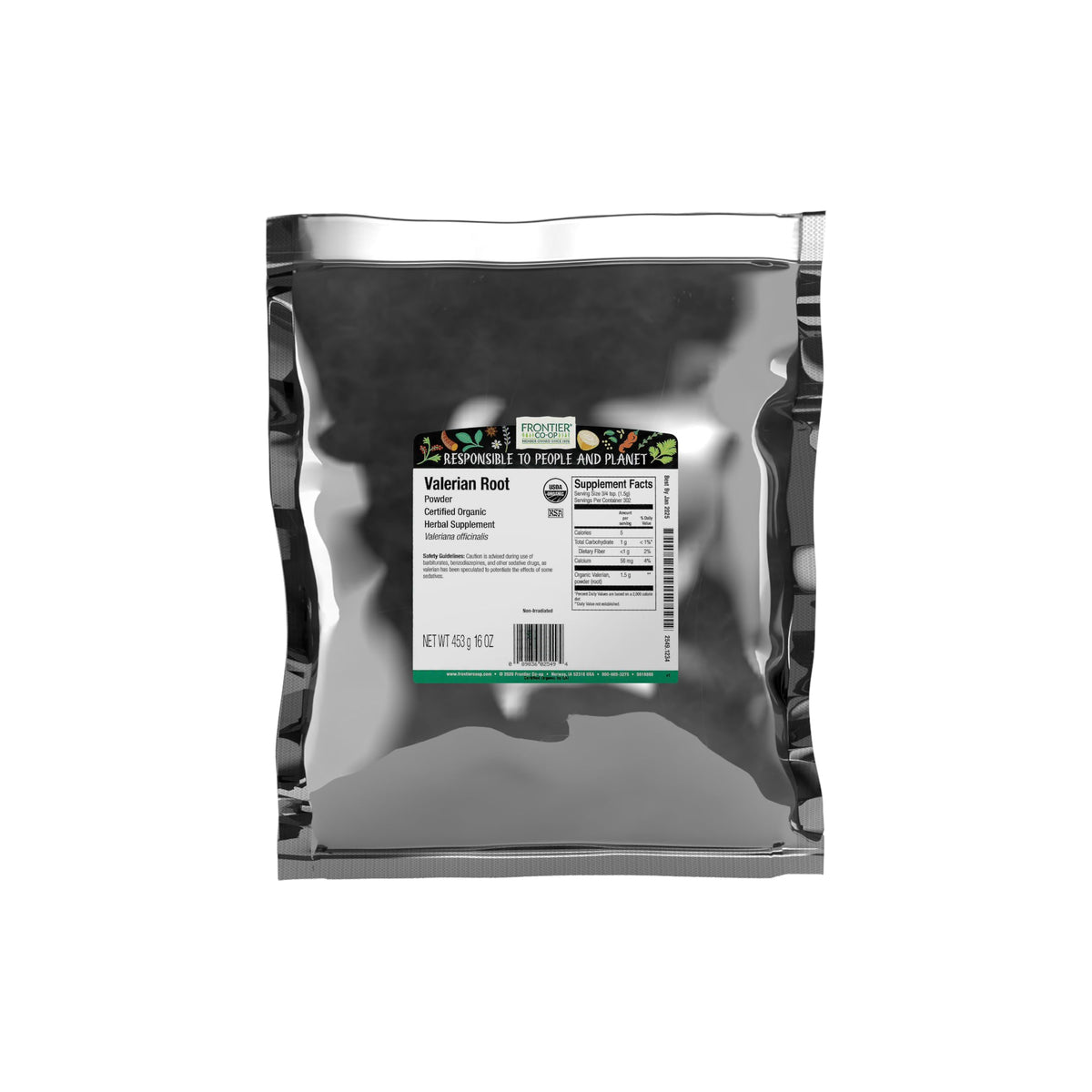 Frontier Co-op Organic Valerian Root, Cut and Sifted, Kosher Certified, 16 Oz, Bulk Bag - For Teas, Stews and Soups, and Skin