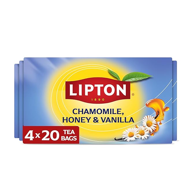 Lipton Golden Chamomile with Honey and Vanilla Tea Bags, Caffeine Free Tea, Herbal Tea, Individually