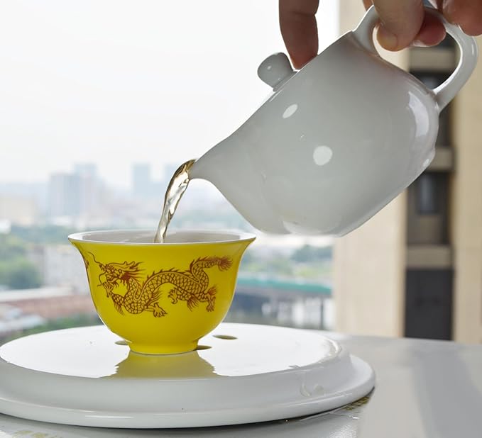 Porcelain Teapot, 9oz Small Tea Pot with Stainless Steel Filter Classical Chinese Tea Pots (White)