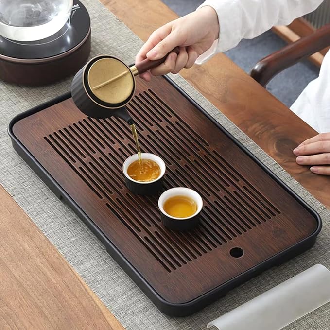 17 Inch Large Bamboo Chinese Gongfu Tea Tray Table Box with Water Storage for Kungfu Kung fu Tea Set