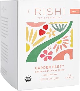 Rishi Tea Garden Party Herbal Tea - Organic, Caffeine Free Sachet Bags, Chamomile Botanical Blend - 15 Count (Pack of 1)