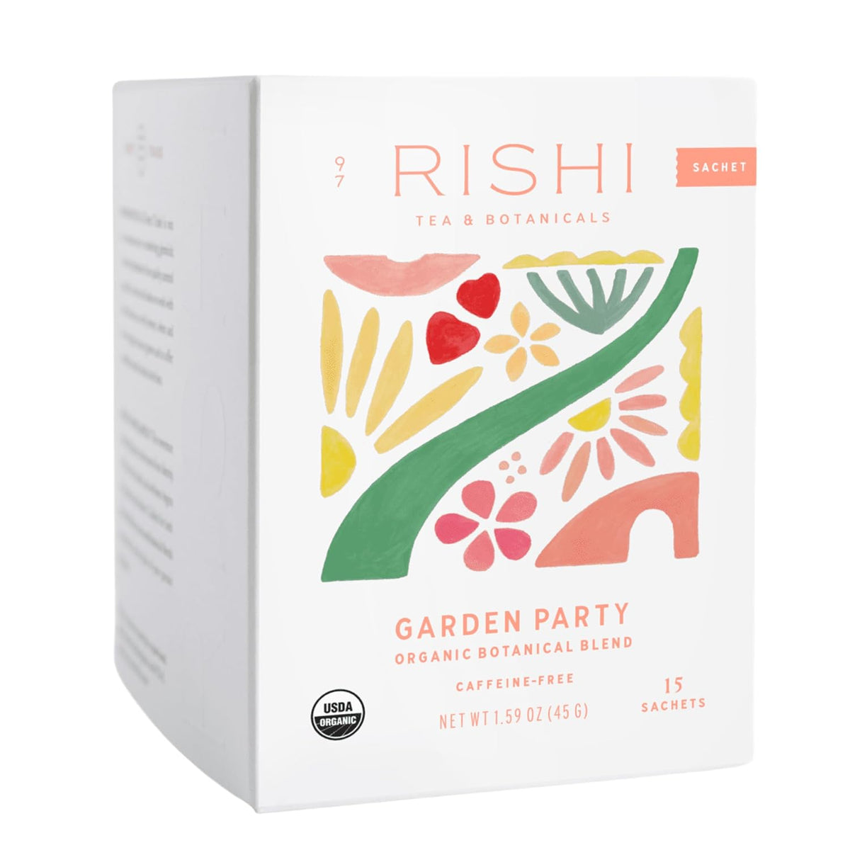 Rishi Tea Garden Party Herbal Tea - Organic, Caffeine Free Sachet Bags, Chamomile Botanical Blend - 15 Count