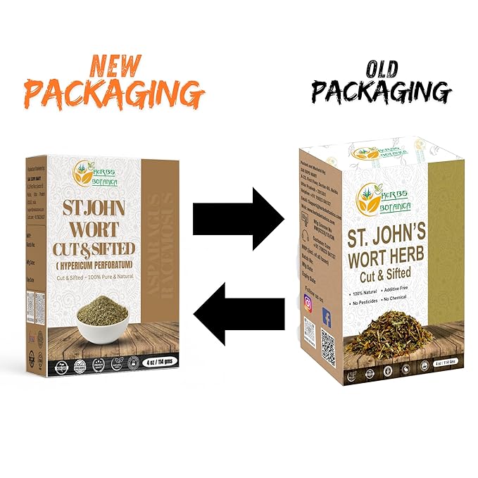 Herbs Botanica St. John’s Wort 4 oz, Premium Dried St. John Wort Herb Cut & Sifted, Perfect for Herbal Tea, Tinctures & DIY Remedies