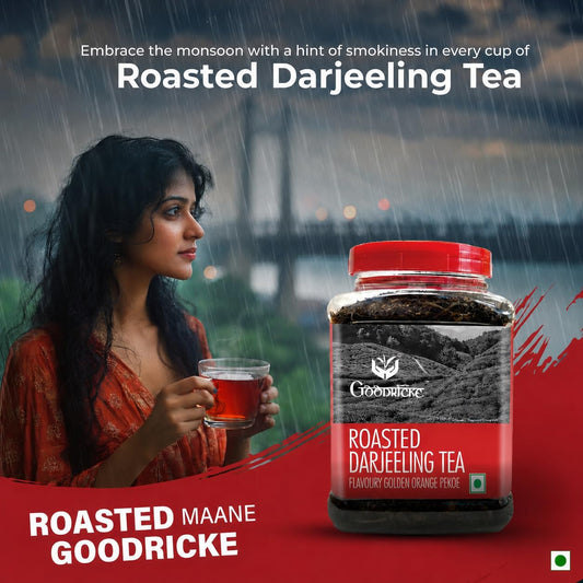 Goodricke Roasted Darjeeling Black Tea 250gm Jar Pack of 3 - Loose Long Leaf with Balanced Smoky Note and Rich Malty Taste