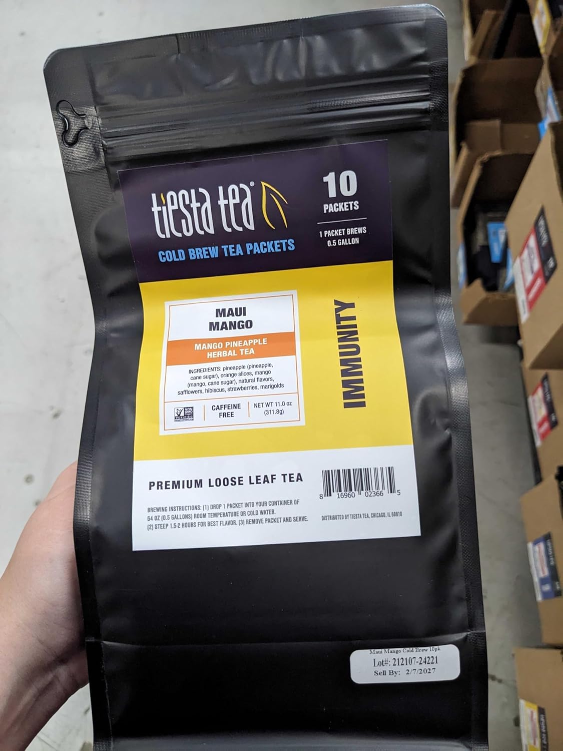 Tiesta Tea - Maui Mango Cold Brew, Loose Leaf, Mango Pineapple Herbal Tea | Premium Non-Caffeinated Blend, Cold Brew Packets, Makes 64oz Pitcher Per Bag (Pack of 10)