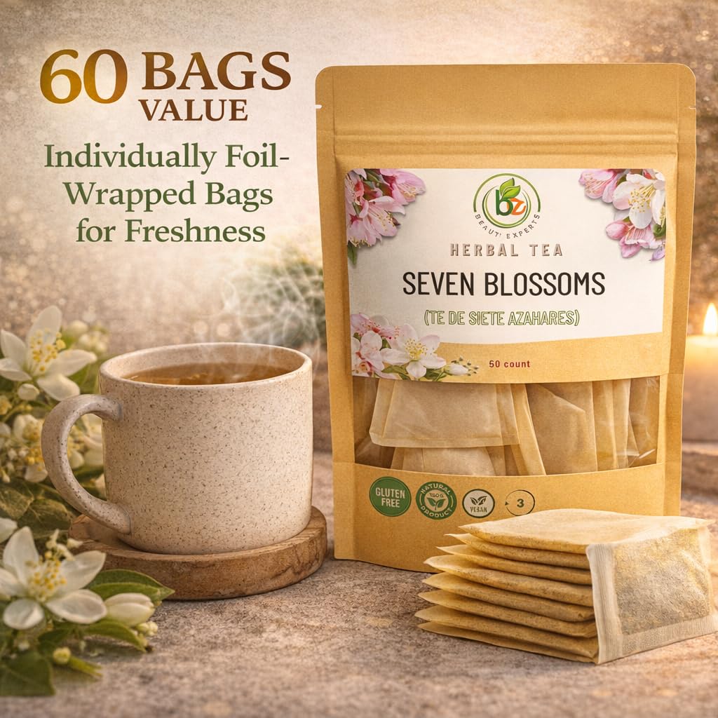 B-Experts 7 Siete Azahares Té (Seven Blossoms Tea) – 60 Tea Bags – 100% Natural, Vegan, Herbal – Gluten-Free, Non-GMO – by