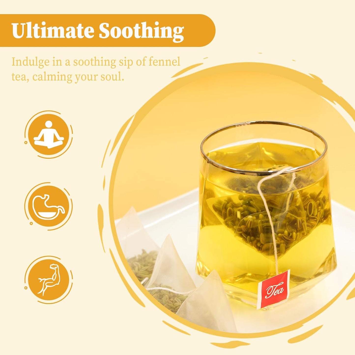 FullChea - Fennel Tea Bags, 30 Count, Whole Fennel Seeds