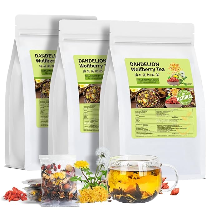 Dandelion Wolfberry Tea, Natural Kidneys & Liver Health Dandelion Root Tea with Dandelion, Wolfberry, Cassia Seed, Chrysanthemum, Licorice