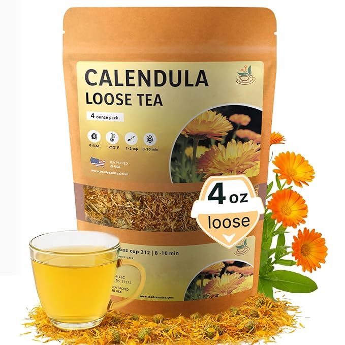 Calendula Loose Tea – 4 oz Size - Marigold & Dried - Calendula Tea Bulk Flowers Gluten-Free and Caff