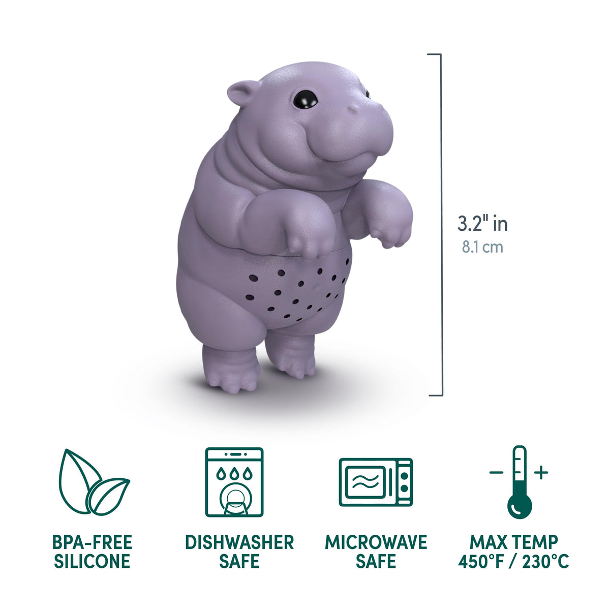 Fred & Friends Genuine Fred SIP'OPOTAMUS Baby Hippo Tea Infuser – Moo Deng Inspired Design - Loose Leaf Tea Strainer