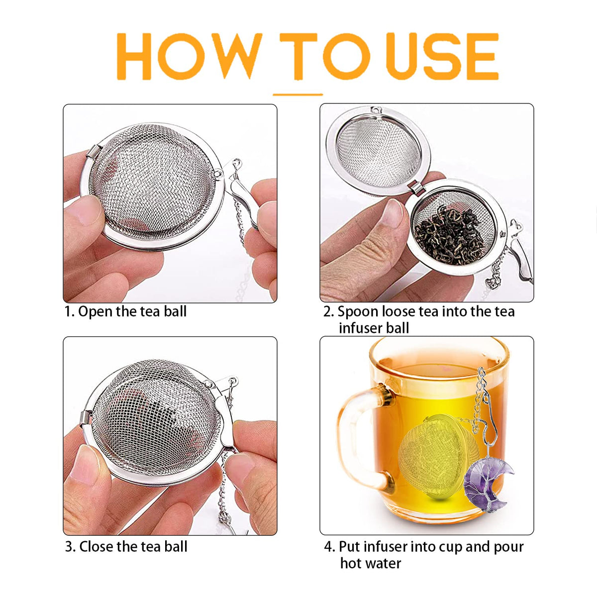 NSTaygate Tea Infuser Tea Strainer Tea Diffuser for Loose Tea Amethyst Tree of Life Wire Wrapped Crescent Moon Pendant Reiki