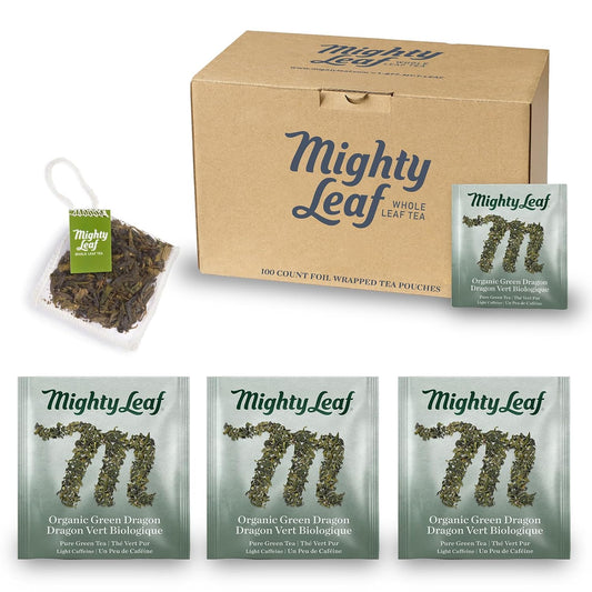 Mighty Leaf Organic Green Dragon Tea – 100 Count Whole Leaf Green Tea Bags – Smooth & Earthy Flavor