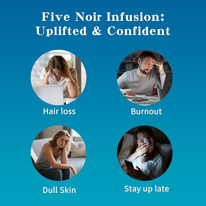 Five Noir Herbal Tea Bag for Immunity Energy, Five Treasure Tea Kidney Teas, Leafberry Wellness Functional Herbal Tea Hair Growth Rejuvenates Natural Black Rice Beans Mulberries Gift Box 10 Bags