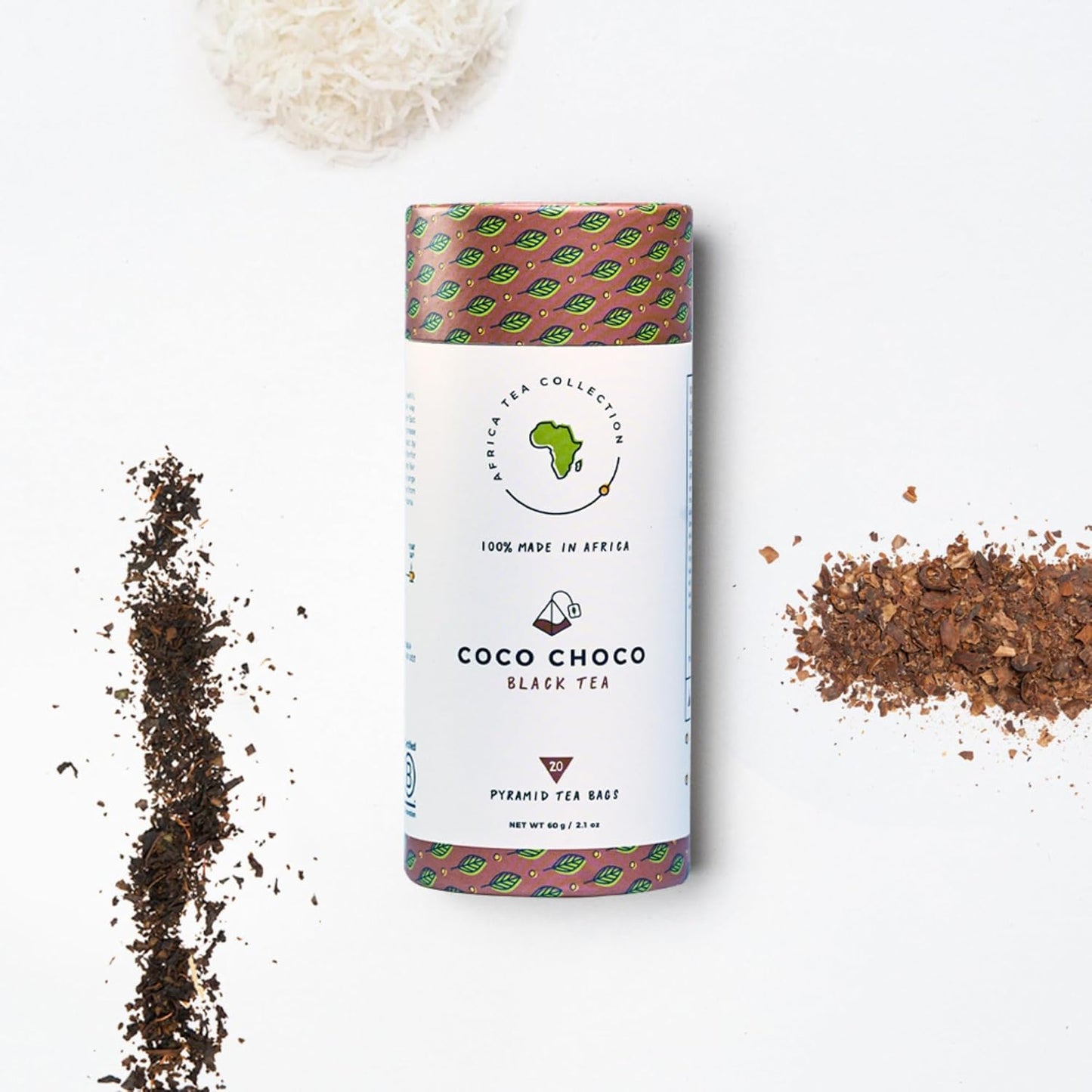 Kazi Yetu - Coco Choco - 100% Ethically Sourced - Made w/Whole Leaf Black Tea - Biodegradable Pyramid Bags - Africa Collection - 20 bags