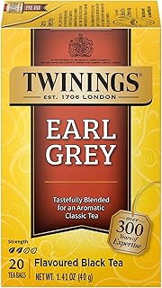 Twinings Earl Grey Black Tea Individually Wrapped Bags, 20 Count (Pack of 1), Flavoured with Citrus and Bergamot, Caffeinated, Enjoy Hot or Iced, 20 Teabags