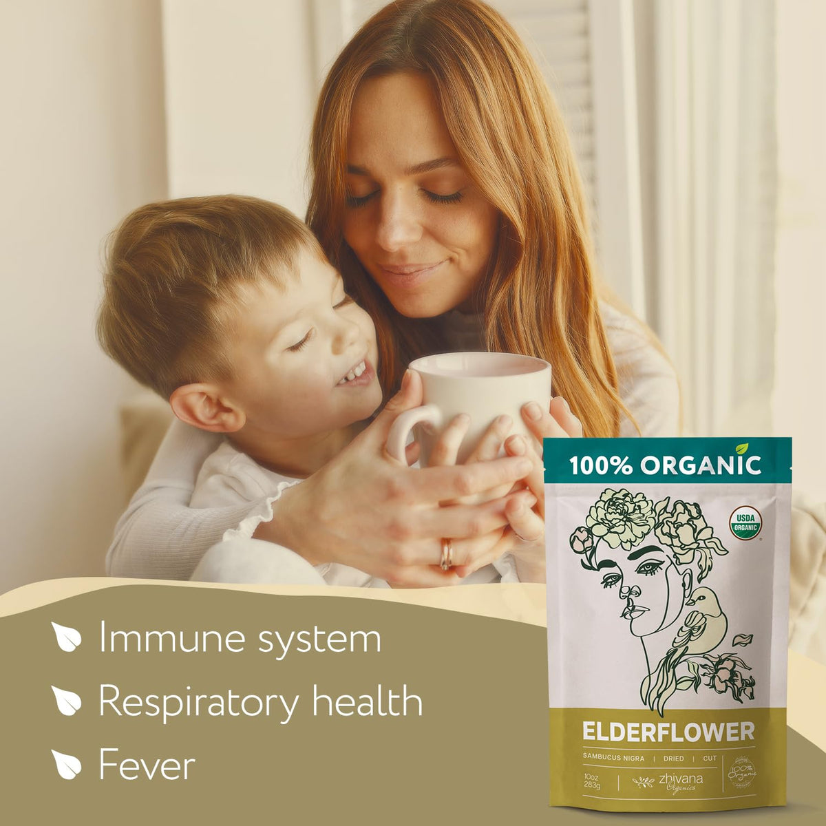 Elderflower Tea Organic 10oz. - Dried Elderflowers - Flor De Sauco Organico