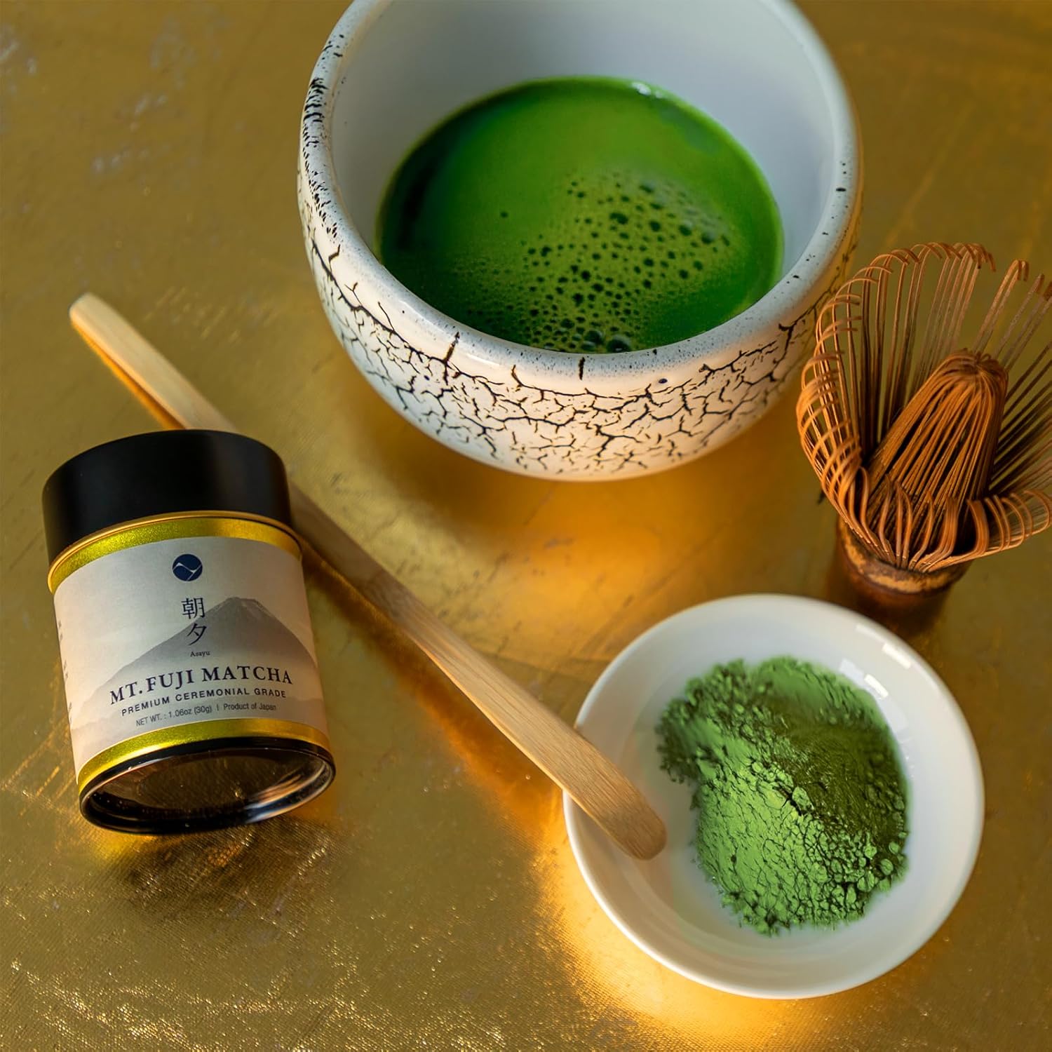 Asayu Japan Fuji Matcha Powder - Ceremonial Grade Green Tea, Mt. Fuji Source, Made in Japan (Pouch 100g)