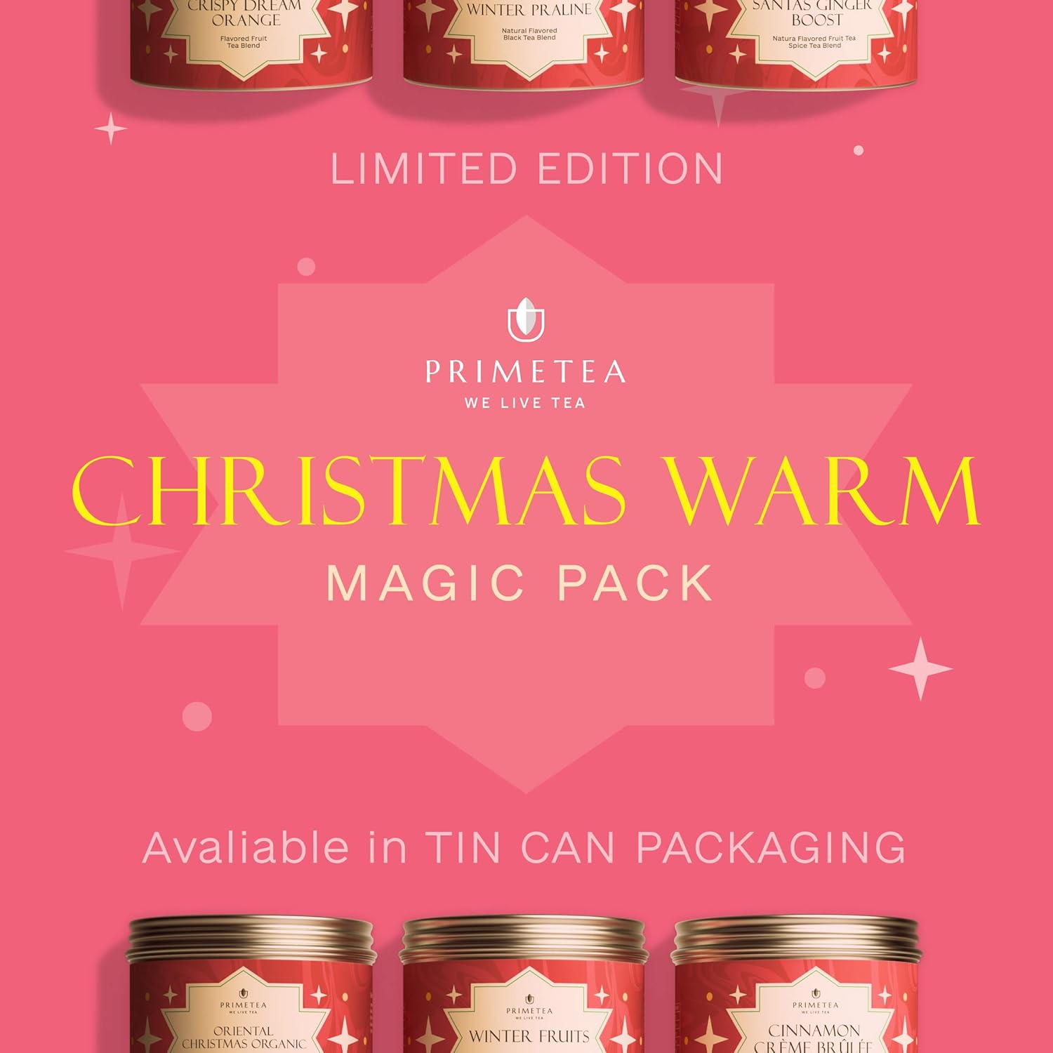 Prime Tea Festive Euphoria Collection - Winter Sampler Set - Tea Variety Loose Leaf Tea Sampler with Herbal, Fruit and Spices Blends, Flavorful Assortment - 6 Samplers - 10 Ounce