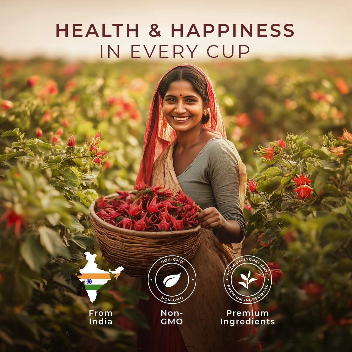 Hibiscus Tea Bags 100 Count - 100% Natural Caffeine Free Herbal Tea | Tart and Refreshing Tea - No Added Sugar, No Fillers - Hot or Iced - Non-GMO