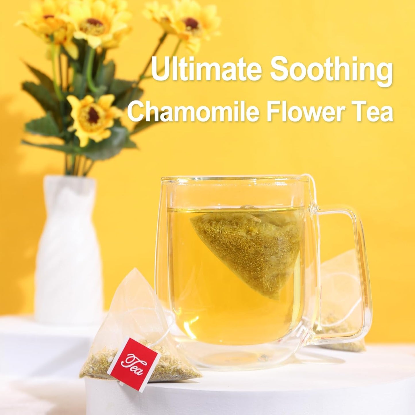 FullChea - Chamomile Tea Bags, 50 Count, Chamomile Flower Herbal Tea | Pure &amp; natural chamomile flowers, Non-GMO and caffeine-free, supports relaxation, digestion and immune wellness