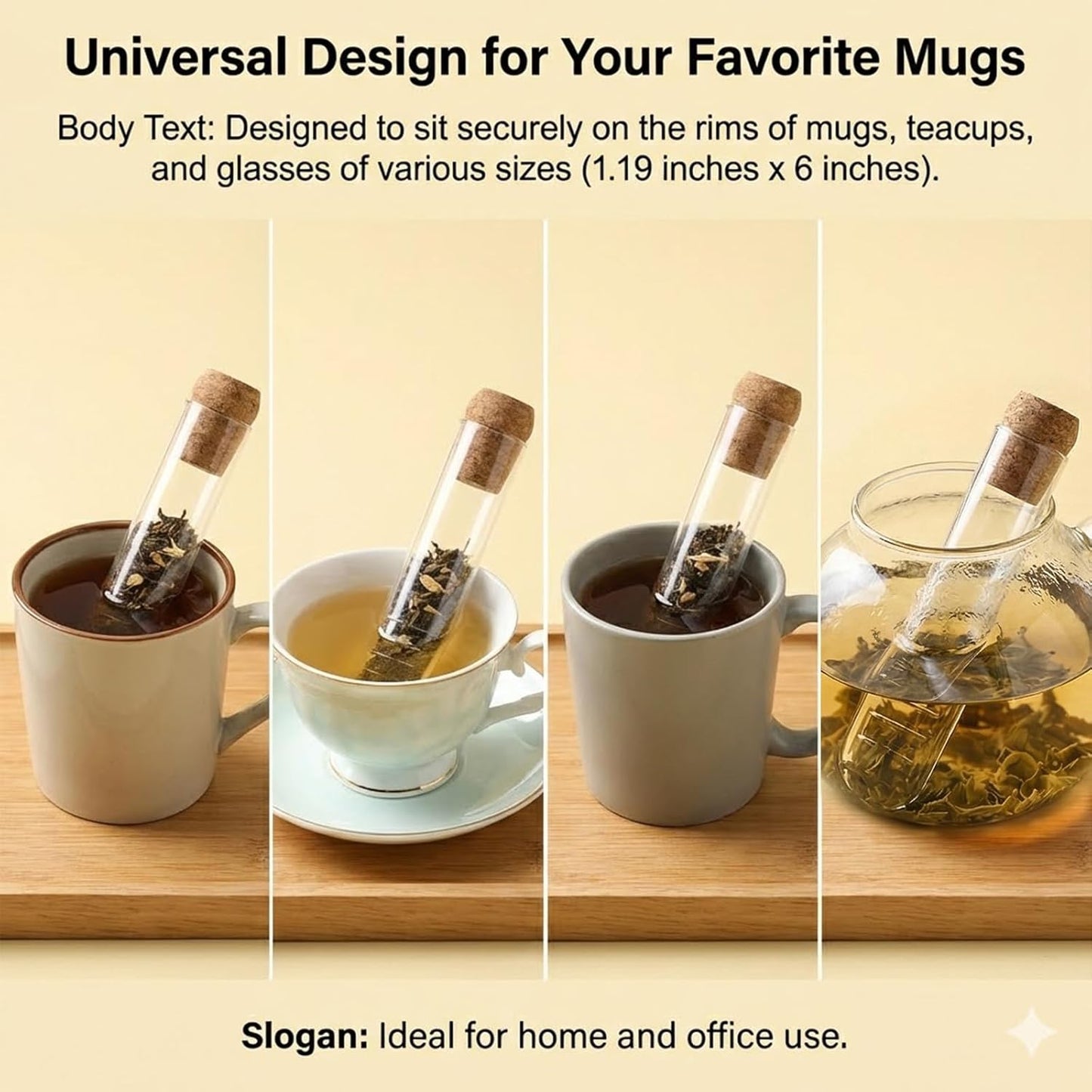 2 PCS Tea Infuser Glass Tea Strainers for Long Leaf Teas with Teaspoon TeaTongs TeaSteeper with Cork for Cup, Gift for Teas Lovers