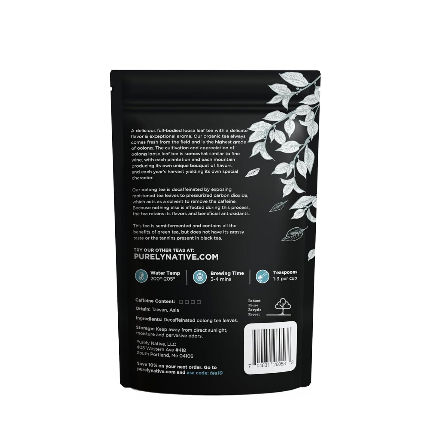 Decaffeinated Oolong Tea Loose Leaf, Great For Hot Brew, Iced Or Kombucha Tea | Loose Leaf Decaf Oolong Tea Leaves 3.5oz (About 40+ Cups)