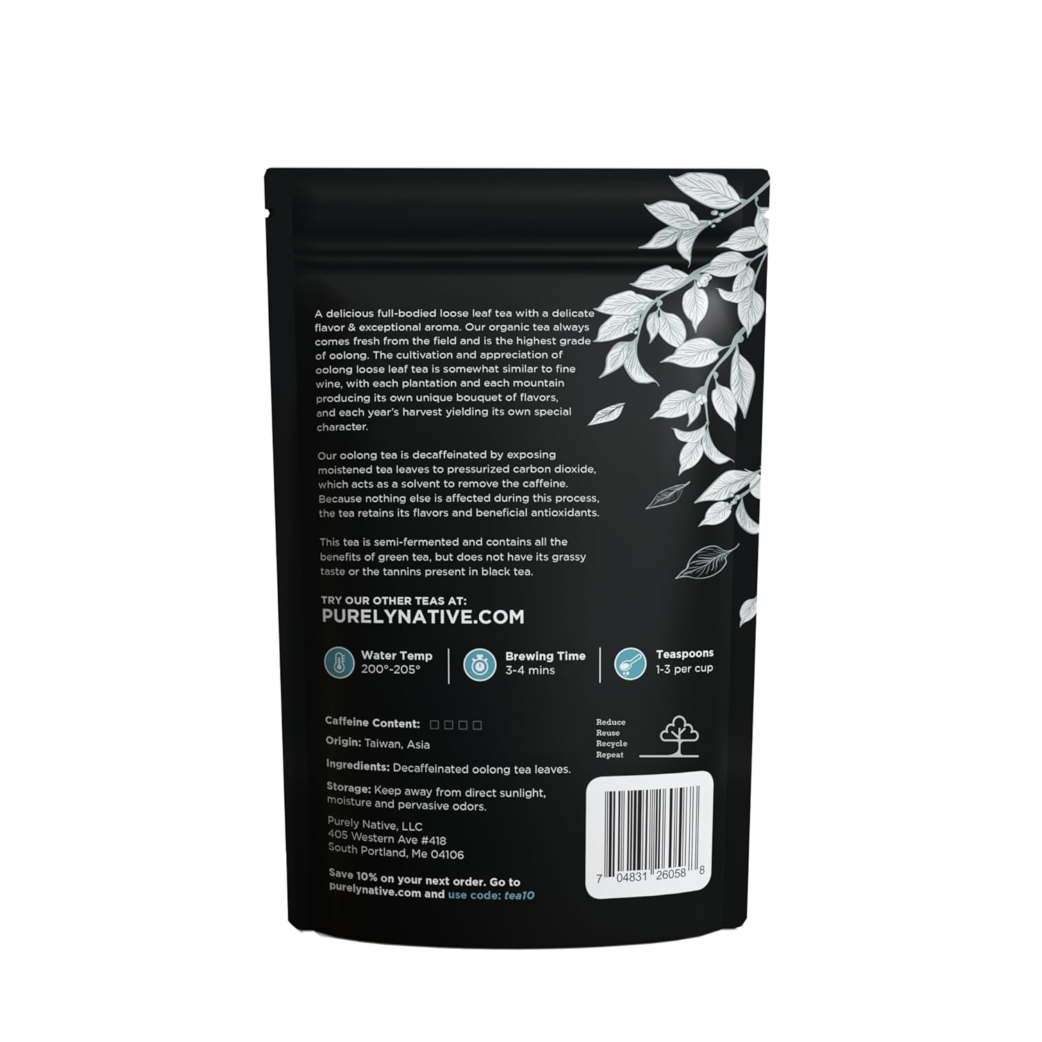Decaffeinated Oolong Tea Loose Leaf, Great For Hot Brew, Iced Or Kombucha Tea | Loose Leaf Decaf Oolong Tea Leaves 3.5oz (About 40+ Cups)
