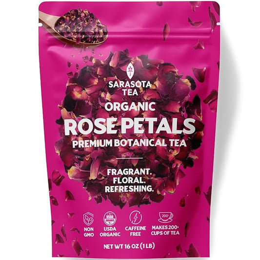Organic Rose Petals Loose Herbal Tea | 100% USDA Organic Dried Rose Flowers | Caffeine-Free | Premium Culinary & Tea Grade | 4.4oz Bag | Floral & Aromatic | Non-GMO | Natural Beauty & Relaxation