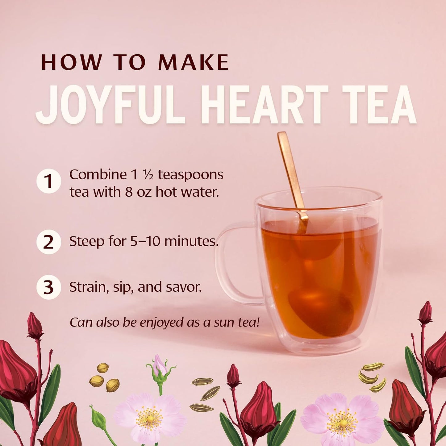 Banyan Botanicals Joyful Heart CCF Tea – Loose Leaf Organic Herbal Tea – Uplifting and Aromatic CCF Tea with Hibiscus, Tulsi, and Rose – 1.8 oz. – Non-GMO Sustainably Sourced Herbal Loose Leaf Tea