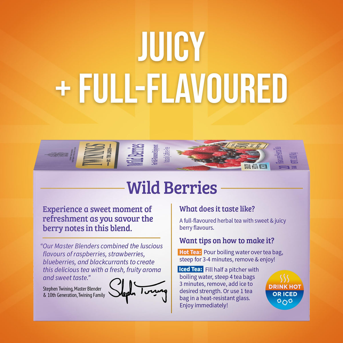 Twinings Wild Berries Herbal Tea Individually Wrapped Bags, 20 Count (Pack of 6), Full-Flavoured, Naturally Caffeine-Free