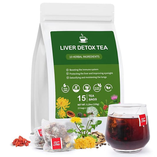 Liver Tea, Chinese Kidney and Herbal Tea with 11 Precious Ingredients Formula (15 Bags/1 Pack)