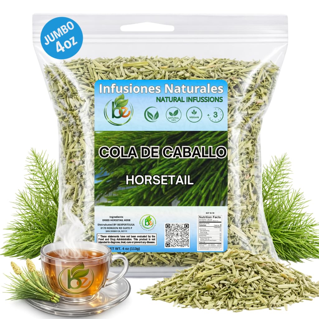 B-Experts Cola de Caballo Herbal Tea – 4 oz (113 g) – 100% Natural Horsetail Loose Leaf Tea (Shave Grass) – Traditional