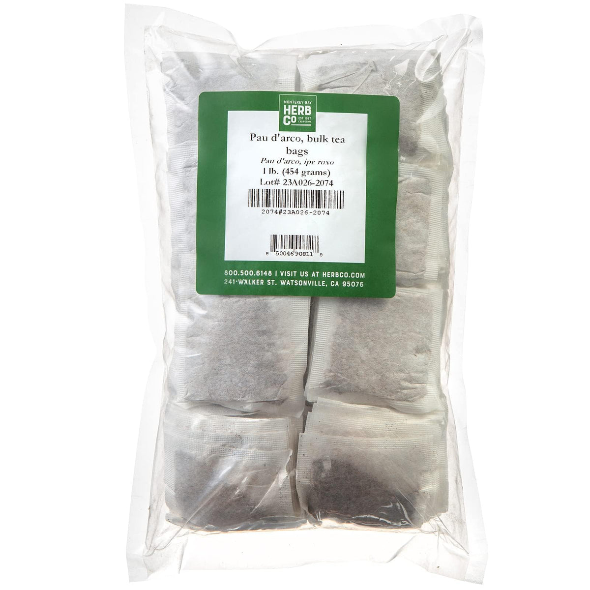 MONTEREY BAY HERB CO Pau D'arco Herbal Tea, by Herb Co, All-Natural Ipe Roxo Bark, Caffeine Free, Kosher, Approximately 50