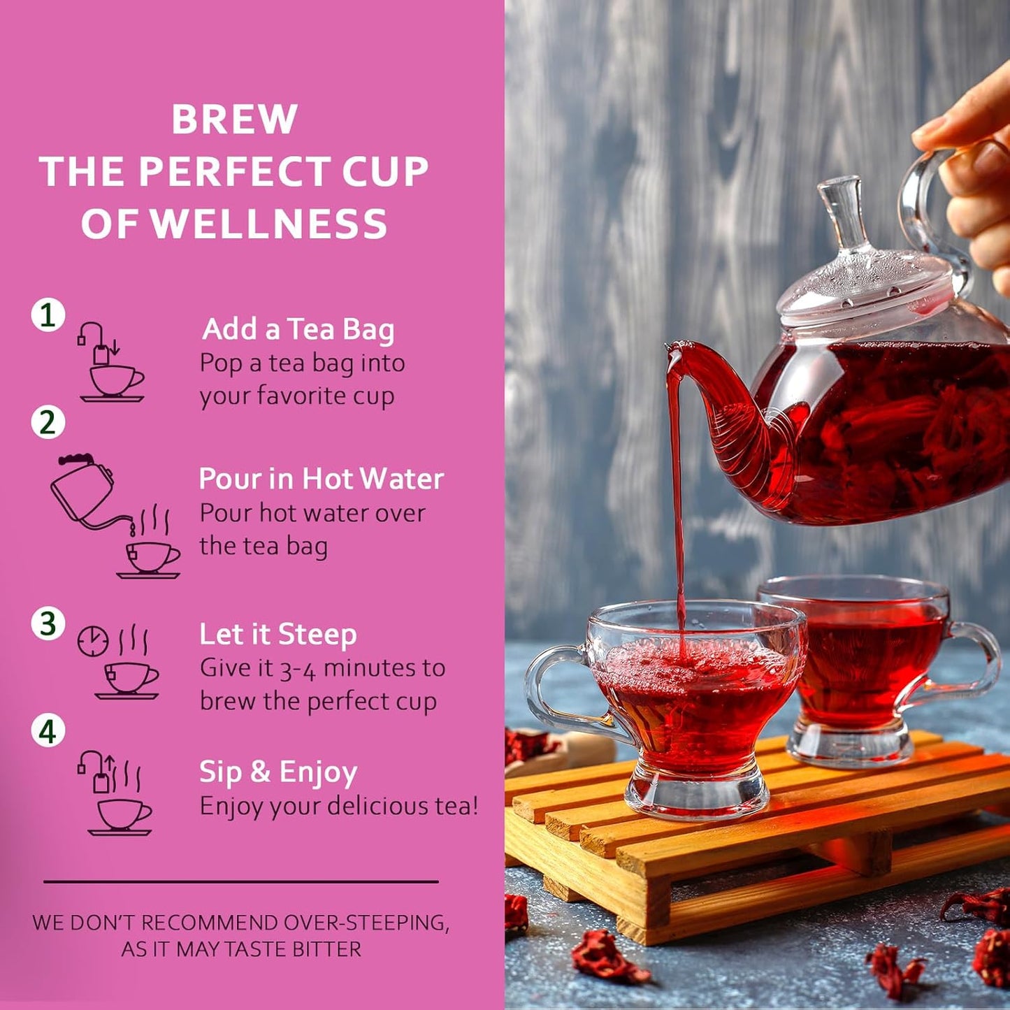 Life Plus Style Gourmet Pagoda Garden Rosehip Hibiscus Green Tea Herbal Tea Caffeinated Hot or Iced Natural Ceylon 60 Tea Bags
