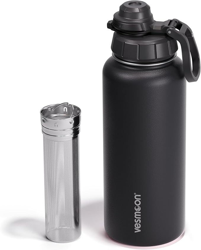Vesmoon Vessence 32 Oz Stainless Steel Tea Infuser Bottle for Loose Leaf Tea, Water, Herbs, Fruits -