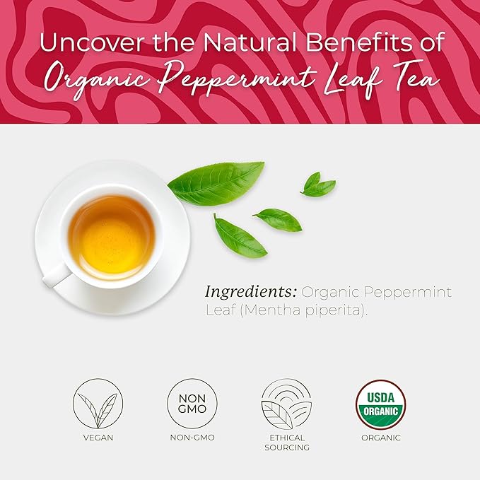 Starwest Botanicals Organic Peppermint Leaf Tea - Caffeine Free Herbal Tea, Supports Digestion, USDA Organic Peppermint Leaf, String Free Sachets