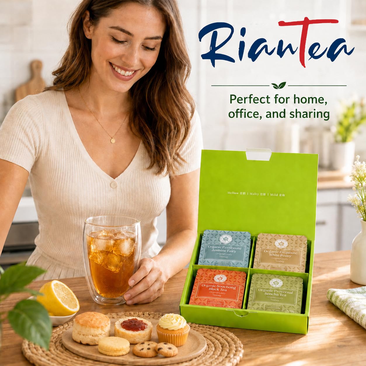 Rinatea Premium Cold Brew Tea Bags - 4 Flavor Variety Pack | 100% Natural Loose Leaf Tea | Perfect Iced Tea Gift Set for Refreshing &amp; Delicious Taste（20 counts)