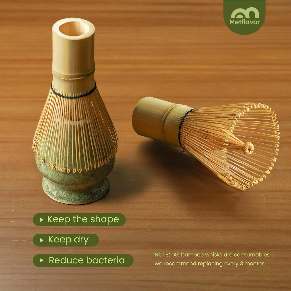 Metflavor Matcha Whisk Set, Ceramic Bowl Matcha Kit & Handcrafted Bamboo Chasen