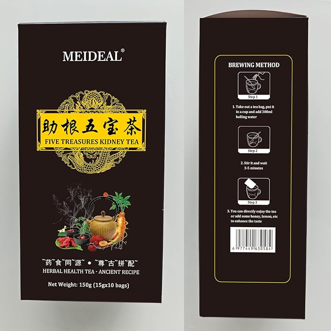 Ginseng Five Treasures Tea, Kidney Tea, Ginseng Six Treasure Traditional KidneyTea for Men and Women, 7 Precious Ingredients Formula