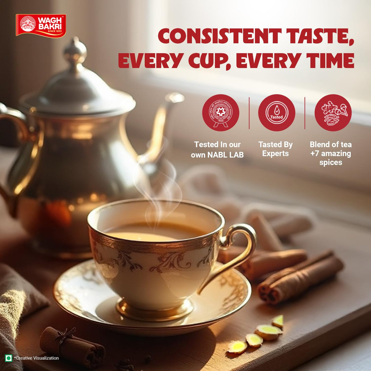 Wagh Bakri Masala Chai Spiced Tea - 250g Unique Blend of 7 Refreshing Spices