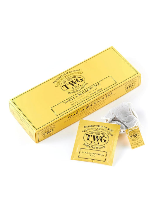 TWG Tea, Vanilla Bourbon Tea, Rooibos Tea, Vanilla, 15 Hand Sewn Cotton Tea Bags, Gift Set