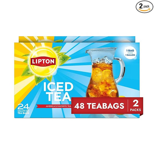 Lipton Unsweetened Iced Tea Bags, Gallon-Sized Zero Calories, 48 Total Tea Bags (24ct - Pack of 2)