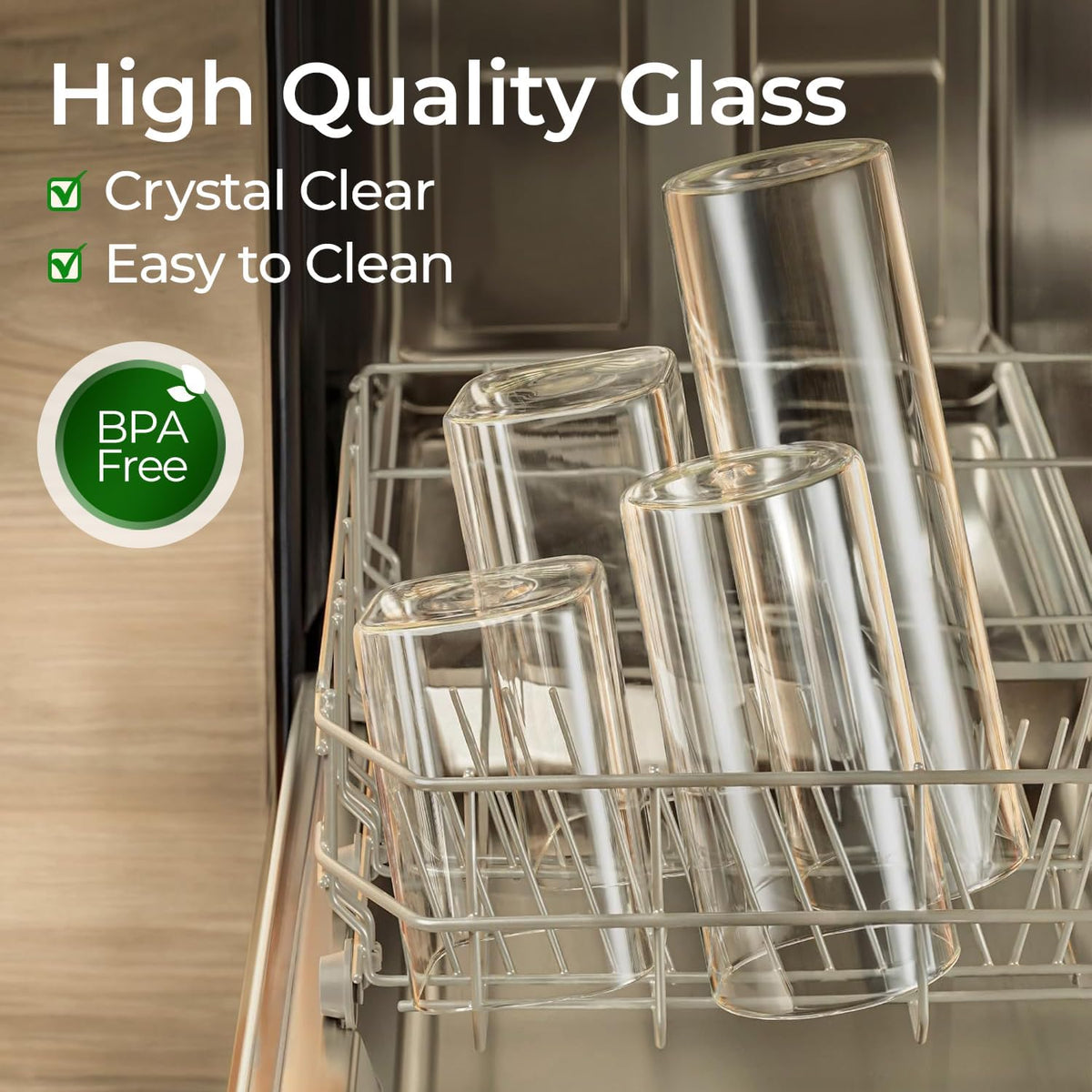 ComSaf Glass Storage Containers with Lids 0.5 Qt, 6 Pack Small Glass Jars