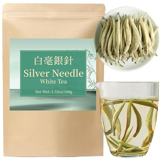 Yuexi White Tea Loose Leaf Grade AAA Tea Baihao Yinzhen Tea 100g/3.52oz 白茶 白毫银针 中国茶