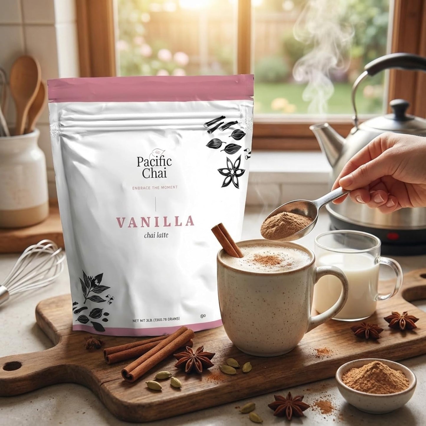 Pacific Chai Vanilla Chai Latte Mix, Instant Chai Tea Latte Powder Drink Mix, Gluten Free, Kosher, Spiced Tea Latte, 3 LB (Pack of 3)