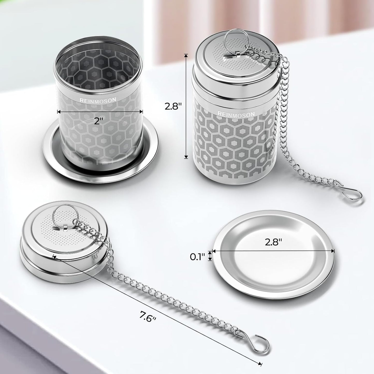 2 Pack Large Tea Infuser for Loose Leaf Tea &amp; Spice Ball 2”x2.8” | Stainless Steel Tea Strainer Fine Mesh Large Tea Ball for Loose Leaf Tea Steeper for Teapot Pitcher Cup Mug Bottle Kettle