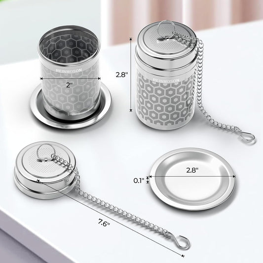 2 Pack Large Tea Infuser for Loose Leaf Tea &amp; Spice Ball 2”x2.8” | Stainless Steel Tea Strainer Fine Mesh Large Tea Ball for Loose Leaf Tea Steeper for Teapot Pitcher Cup Mug Bottle Kettle