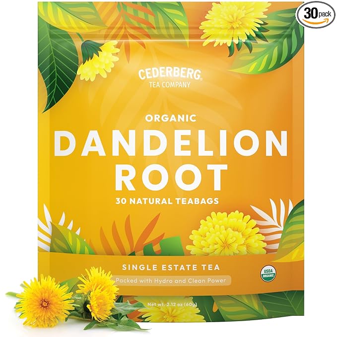 Cederberg Tea Company Organic Dandelion Root Tea — 30 Tea Bags, Organic Herbal Tea From Single Origin, Eco-Friendly Tea Bags