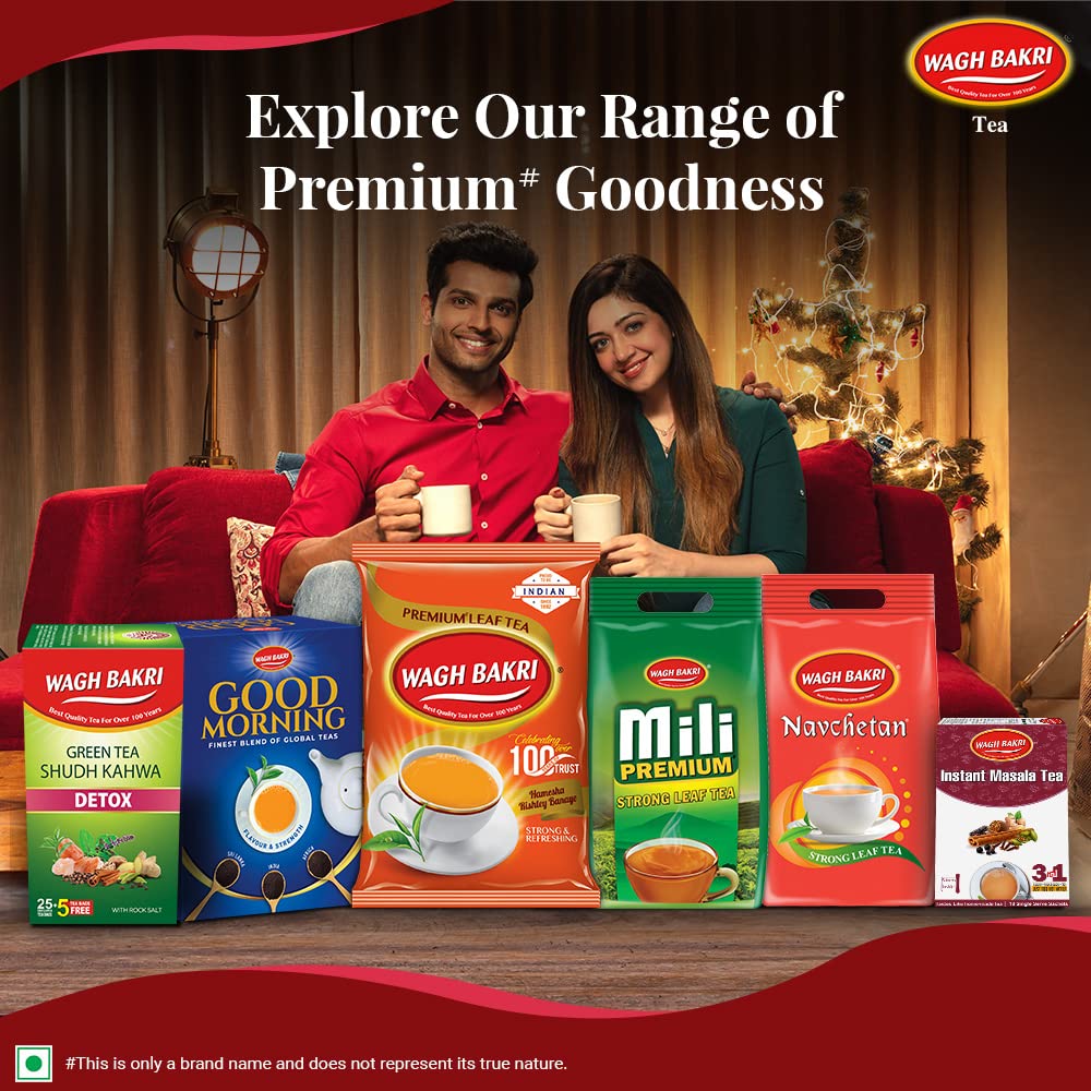 Wagh Bakri | Instant Masala Tea | Premix Masala Tea | 140g 10 Sachets (4.93 Oz) | Pack of 2